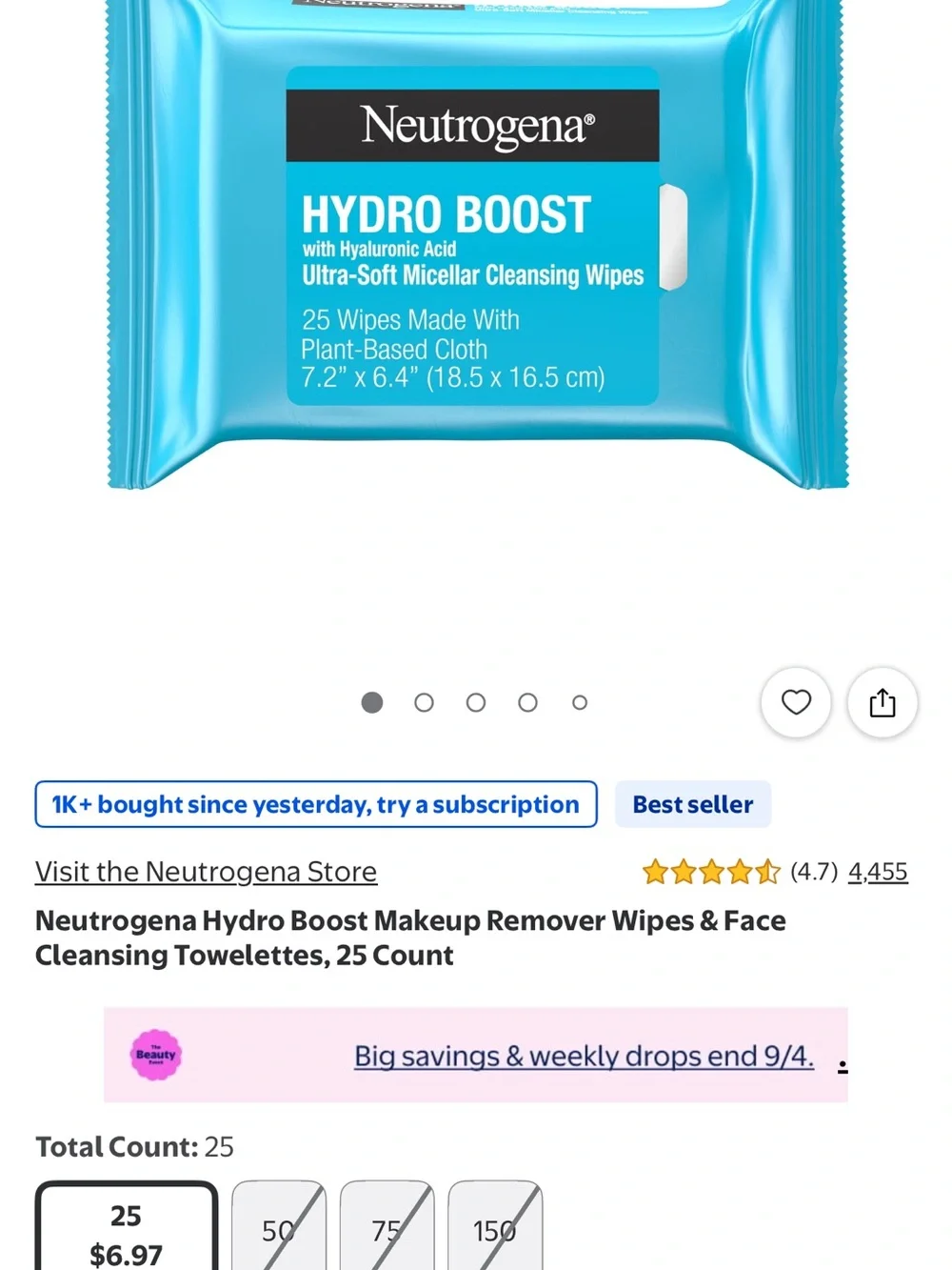 Neutrogena Hydro Boost Ultra-Soft Cleansing Towelettes — Turquoise Blue